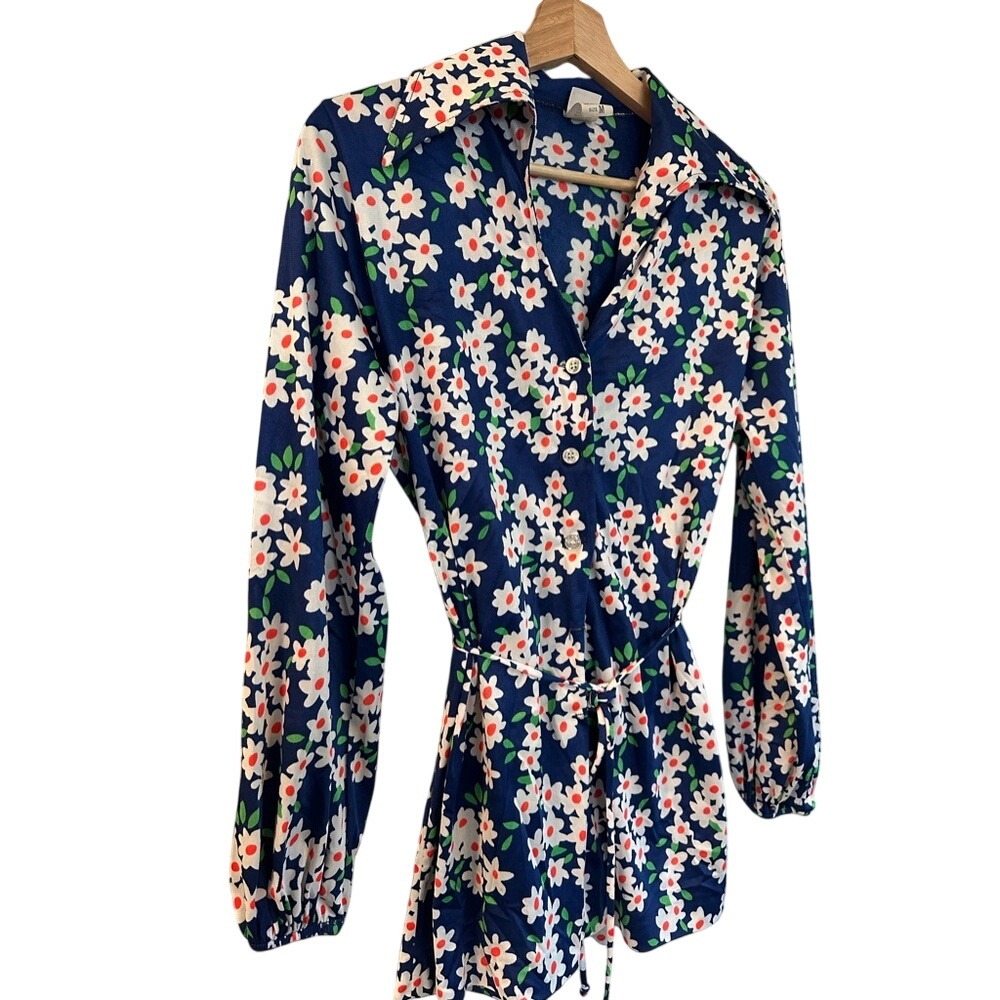 Jantzen Vintage Floral Button Front Belted‎ Dress Size M - Picture 2 of 6